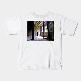 A Boarded Door In An Abandoned Building Kids T-Shirt